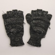 Gray knit with black palm convertible fingerless mitten