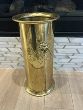 Brass Umbrella Stand Vintage Antique Lions head Art Deco 22” Cane Stand