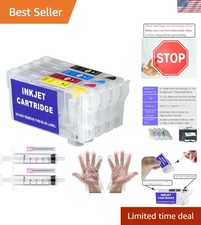 4-Pack No Chip Refillable Ink Cartridges for WF-7820 WF-7830 WF-7840 Printers