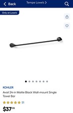 Kohler Avail 24-in Matte Black Wall-mount Single Towel Bar