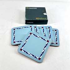Habitat Geometric Blue Coasters Set Of 6 Boxed Drink Mats Table Protectors