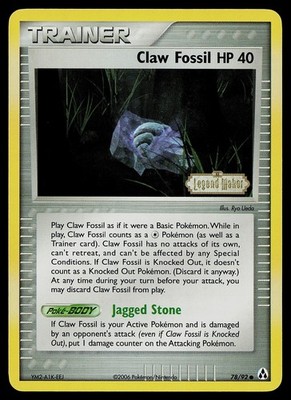 Pokemon Card - Claw Fossil Legend Maker Stamped 78/92 Common Reverse Holo