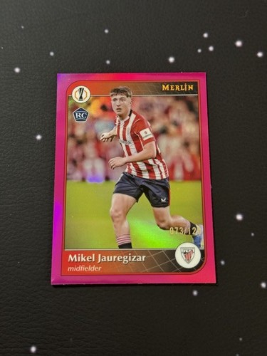 2024-25 TOPPS MERLIN SOCCER #107 MIKEL JAUREGIZAR MAGENTA REFRACTOR /125 RC
