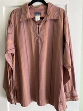 Patagonia Rhythm Line Pullover Shirt Mens XL Organic Cotton Rust Orange Striped
