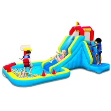 Inflatable Water Slide, Blow Up Water Slide with Climbing Wall, Water Slide f...