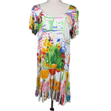 Jams World Dress Womens Large Multicolor Floral Buffet Abstract Art Summer Rayon