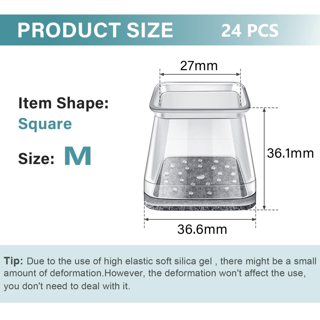 Leg Floor Protectors Square,silicone Felt Furniture Pads Cap