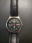 Seiko 5 Automatic Day Date Mens Wristwatch Vintage Black Dial