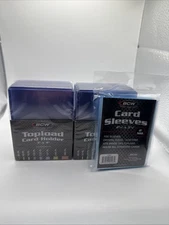 BCW 3X4 35pt Standard Toploaders 2 Packs of 25 with BCW Soft Sleeves Pack