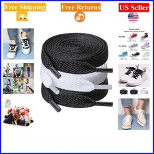 3 Pairs Flat Shoe Laces 35", 5/16" Wide, Black and White for Sneakers  Boots