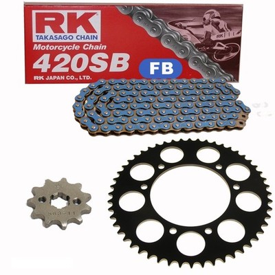 Kettensatz Rieju MRX 50 02-05 Kette RK FB 420 SB 124 offen BLAU 12/48