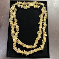 Necklace Natural Rutelated Citrine Crystal Quartz 36  Single Strand New 582 cts