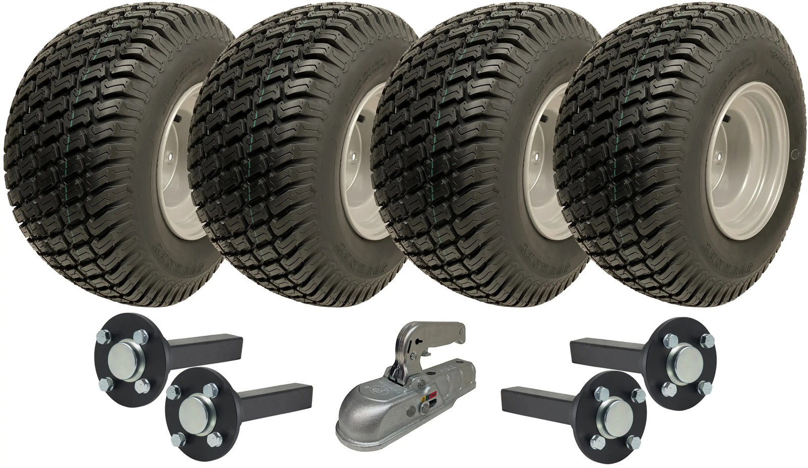 18x8.50-8 Twin Axle ATV Grass Trailer Kit Wheels Hub & Stub Axles + Hitch 1500kg