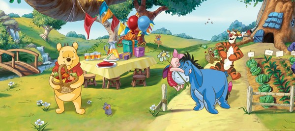 AGdesign Disney Winnie Puuh Fototapete 202X90 Cm Vlies GrüN-image