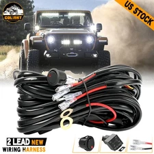 2-Lead Wiring Harness Kit ON-OFF Rocker Switch Relay LED Work Light Pods Bar 12V