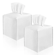 2 Pack, Tissue Box Cover Holder, Square Modern PU Leather Tissue Box Holder, ...