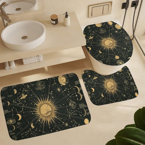 4Pcs Astrology Constellation Shower Curtain Sets with Rugs, Toilet Lid Cover ... - Picture 6 of 8