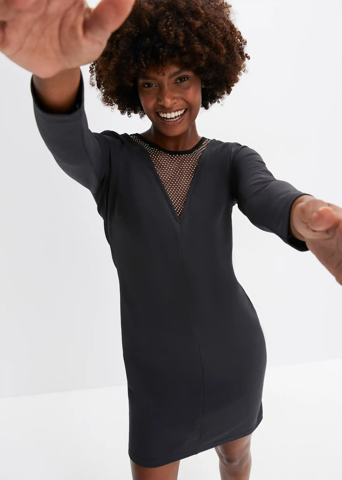 Freemans Negro con Lentejuelas Vestido Recto GB 10/12 (fmn37-5)