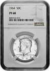 1964 50c Silver Proof Kennedy Half Dollar NGC Graded PF 68 with New Holder