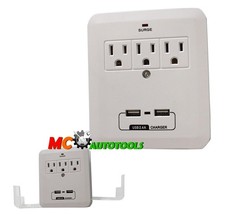 3 Outlet Power Surge Protector Wall Tap w/ 2 DUAL USB Ports 1200Joules