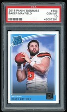 Baker Mayfield PSA 10 rookie card 2018 Panini Donruss #303 RC. rookie card picture