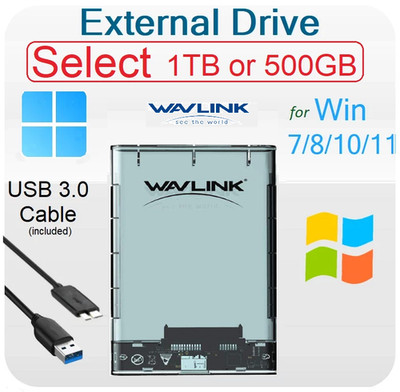 Windows 11 10 8 7 PC Laptop Portable External Hard Drive Microsoft Official