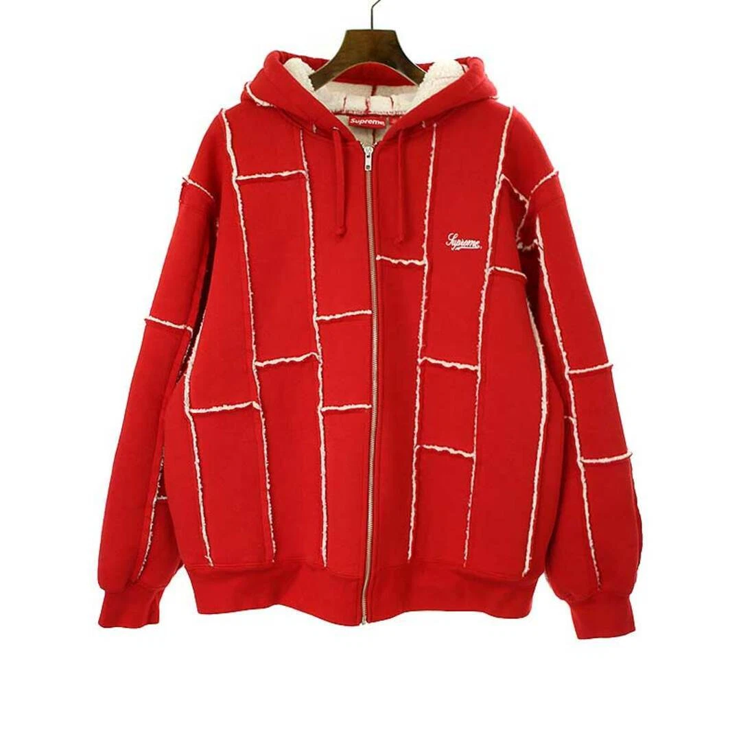 Sweat à capuche zippé en fausse peau de mouton Supreme 23AW rouge L d'occasion MESC 0