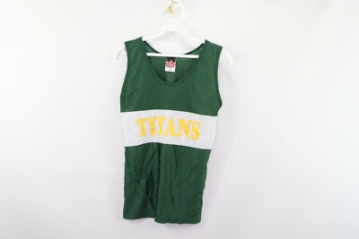 Vtg 90s Womens Small Silky Nylon Color Block Running Jogging Singlet Tank Top