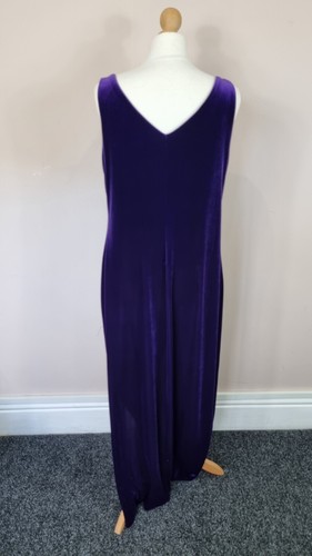 Vintage Dorothy Perkins 14 16 Purple Velvet Maxi Dress Vneck Formal Eveing - Picture 6 of 10