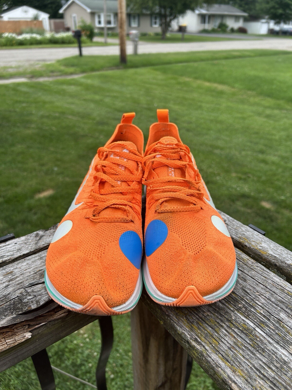 OFF WHITE X NIKE Nike Zoom Fly arancione mercuriale da uomo indossate taglia 10 5 bianco sporco