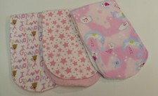 set of 3 burp pads in pink for infants handmade and new