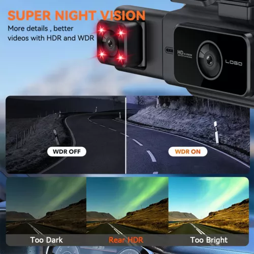1080P HD Car Dash Cam Front/Inside/Rear Car DVR Dash Camera WiFi Video Recorder - Picture 5 of 16