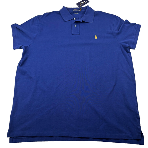 Polo Ralph Lauren Polo Shirt Men's 2XL Blue Logo Custom Slim Fit Collared Tennis