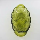Avacado Green Banana Split Glass Dish Sunflower Pattern Celery