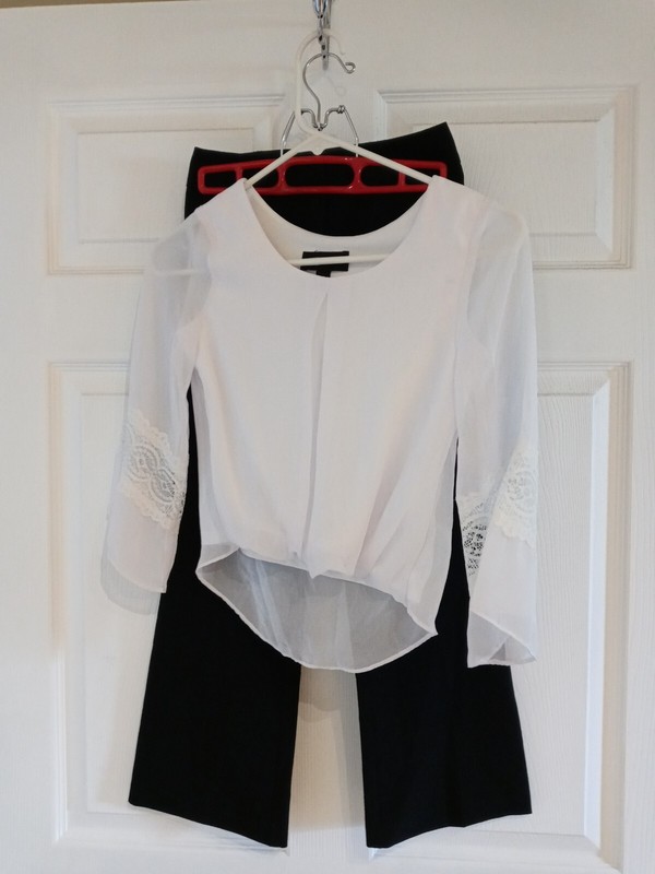 AMY BYER - BLACK DRESS PANTS AND WHITE SHIRT girls size 7 NEW