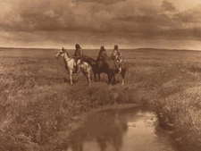 The Three Chiefs - Piegan 1900 by Edward S Curtis Western Giclee Art Print