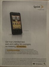 2011 Sprint Mobile PRINT AD HTC EVO Shift 4G Cell Phone Unlimited Text Web Calls