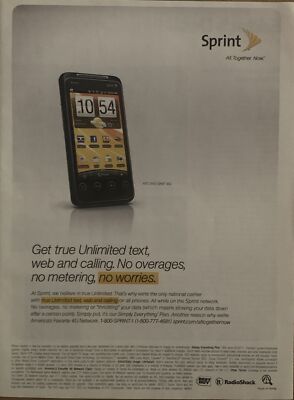 2011 Sprint Mobile PRINT AD HTC EVO Shift 4G Cell Phone Unlimited Text ...