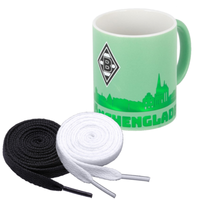 "Vfl Borussia MöNchengladbach Bmg Tasse „GrüN Metallic\" + 2 Paar Fan-SchnüRsenkel"