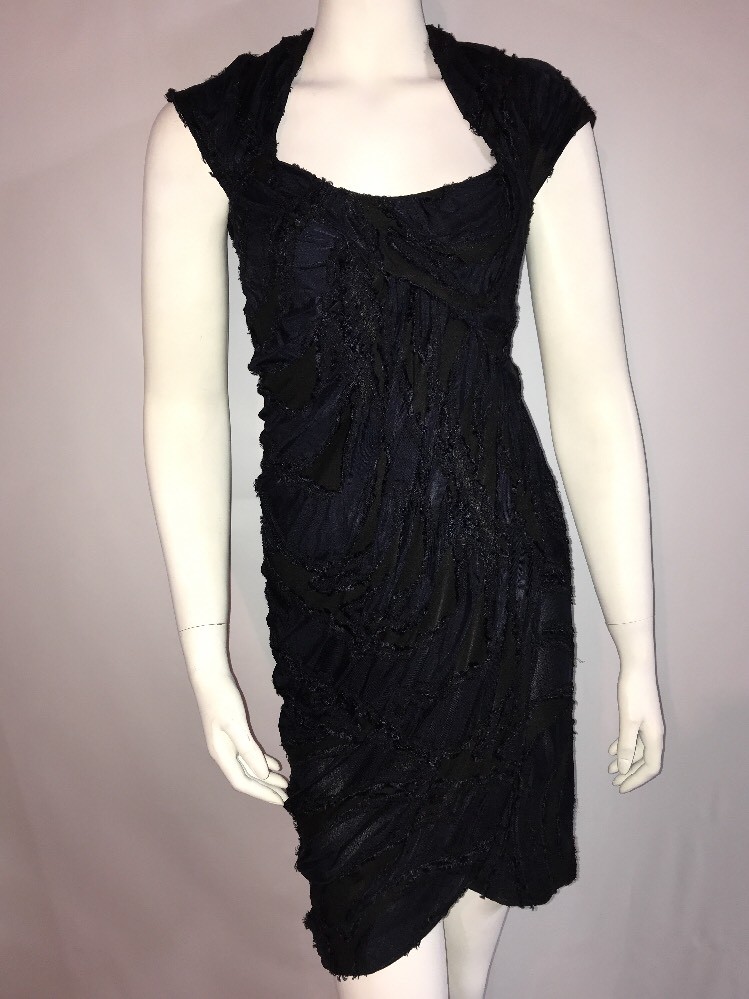 Catherine Malandrino Cocktail Dress Crushed Velvet Black Size S