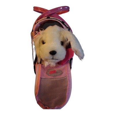 NEW Pucci Pups by Battat Pink Polka Dot Glam Bag with Maltese Pup   Plush