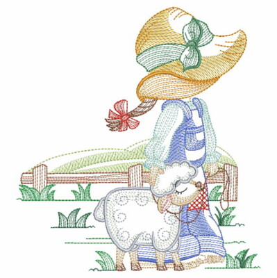 SUNBONNET SUE FARM EMBROIDERED  10 QUILT BLOCKS Gorgeous NEW SET