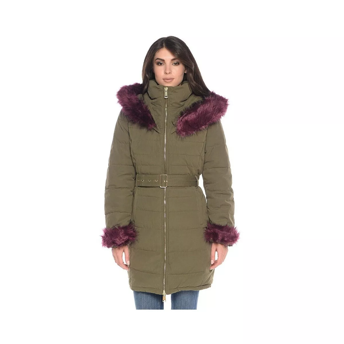 Olive green guess coat discount