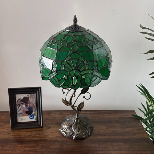 Tiffany Style Table Lamp Green Stained Glass Baroque Style LED Bulb Include H22” - Picture 5 of 6