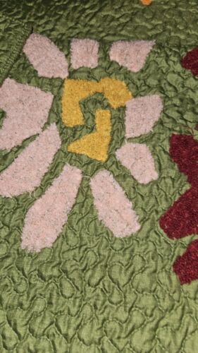 RARE CURIO Collection Super Soft 3 pc Bedspread Set Green With Chenille Pattern - Picture 9 of 18