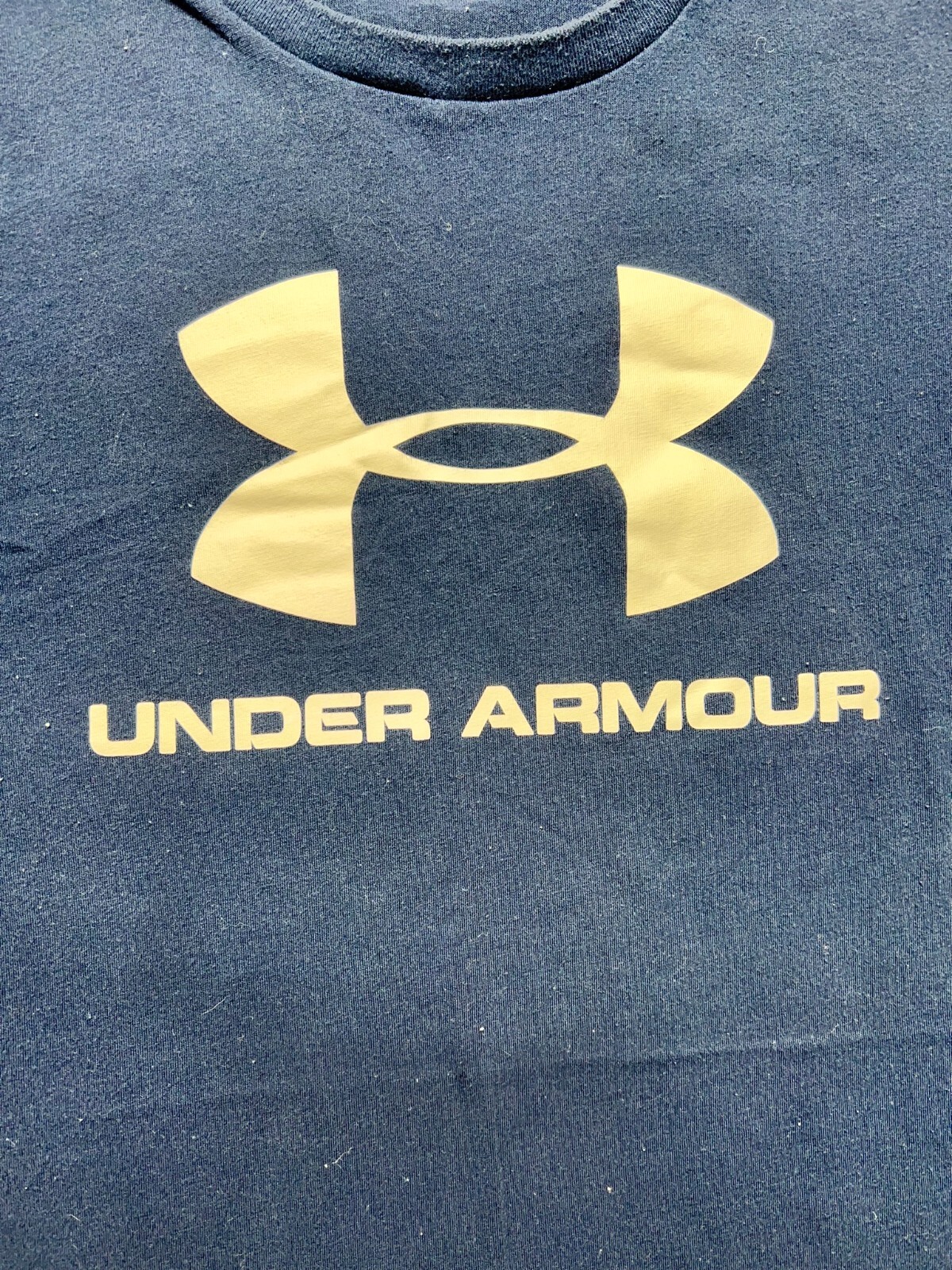 Under Armour Shirt Mens Large Blue White Loose HeatGear Gym Casual