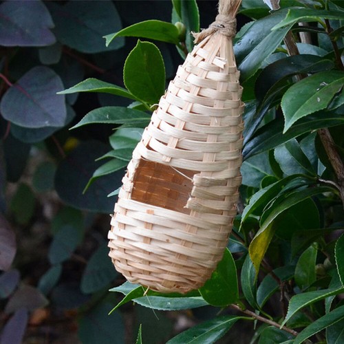 2Pcs Natural Hand Woven Parrot Bird Hanging Bird House Pet Cage - Picture 5 of 12