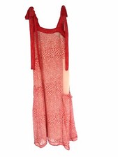 $207 Warm Women's Red Sleeveless Printed Tie Shoulder Smocked Midi Dress Size 0
