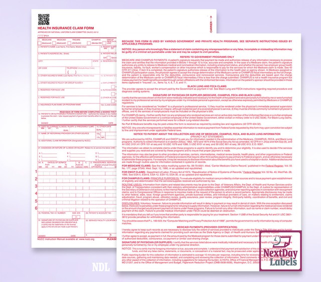 1000 Forms, New CMS 1500 HCFA Health Insurance Claim Forms