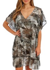 FANTASIE SERAYA SANDS MONOCHROME BEACH KAFTAN DRESS / COVER UP SIZE S /  10